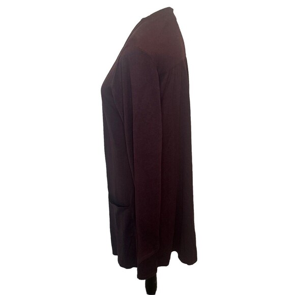 J. Jill Deep PURPLE Button Front Long Knit Cardigan Pockets Cotton Rayon M Tall - Picture 2 of 9